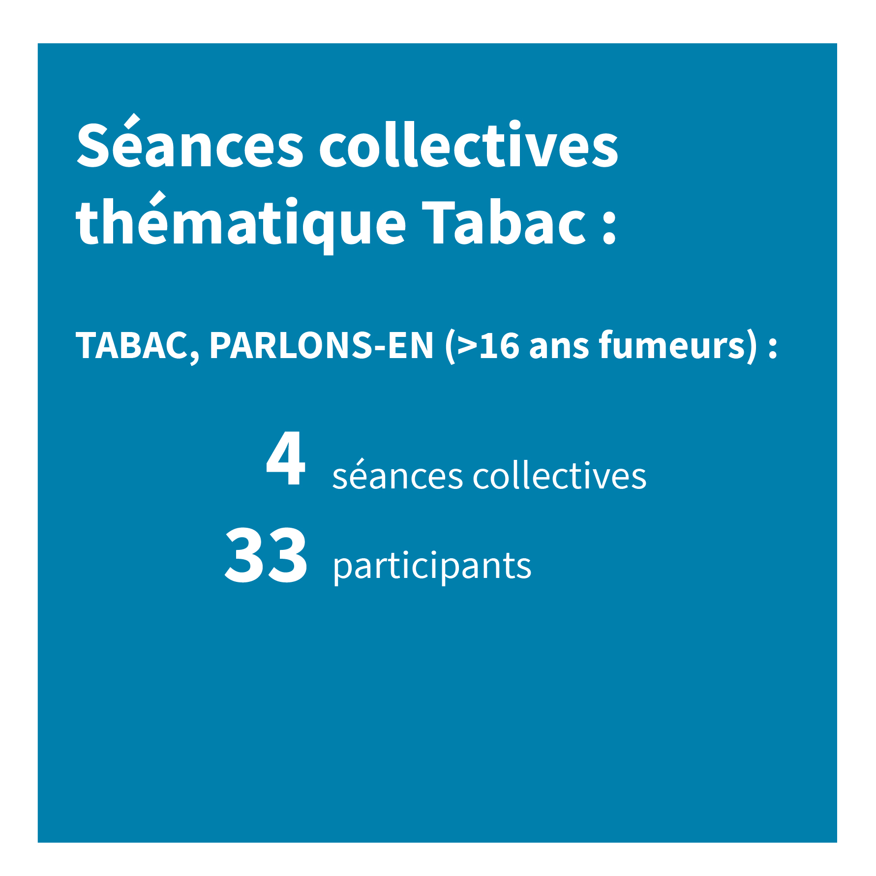 4 séances collectives tabac parlons-en et 19 participants