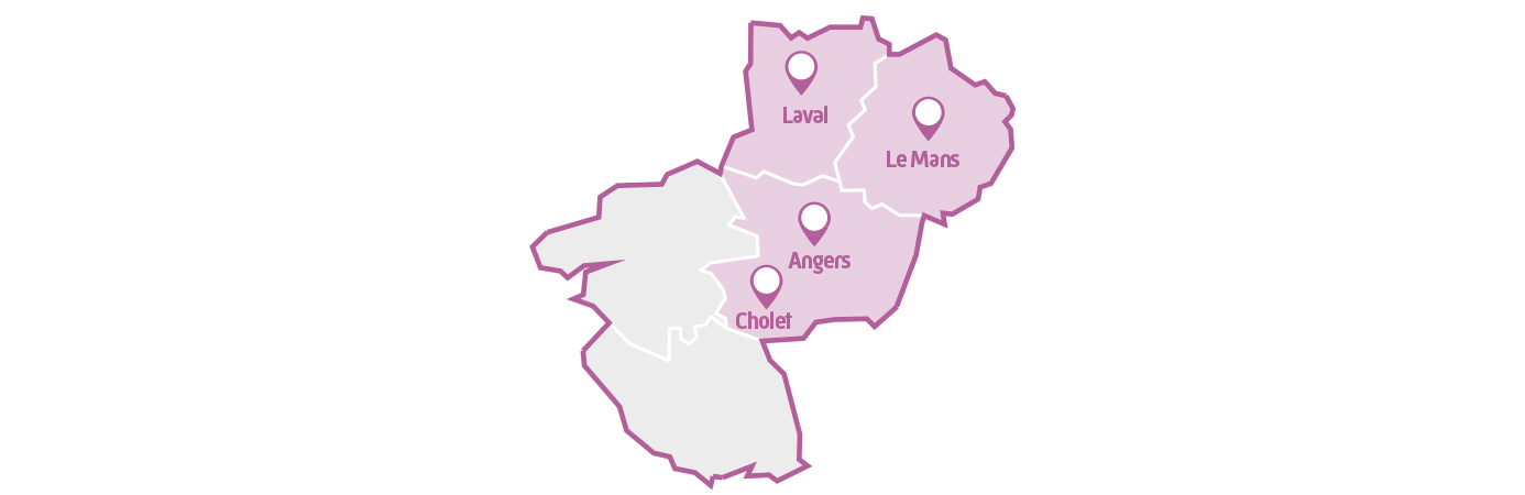 Carte des centres d'examens en santé en Pays de la Loire